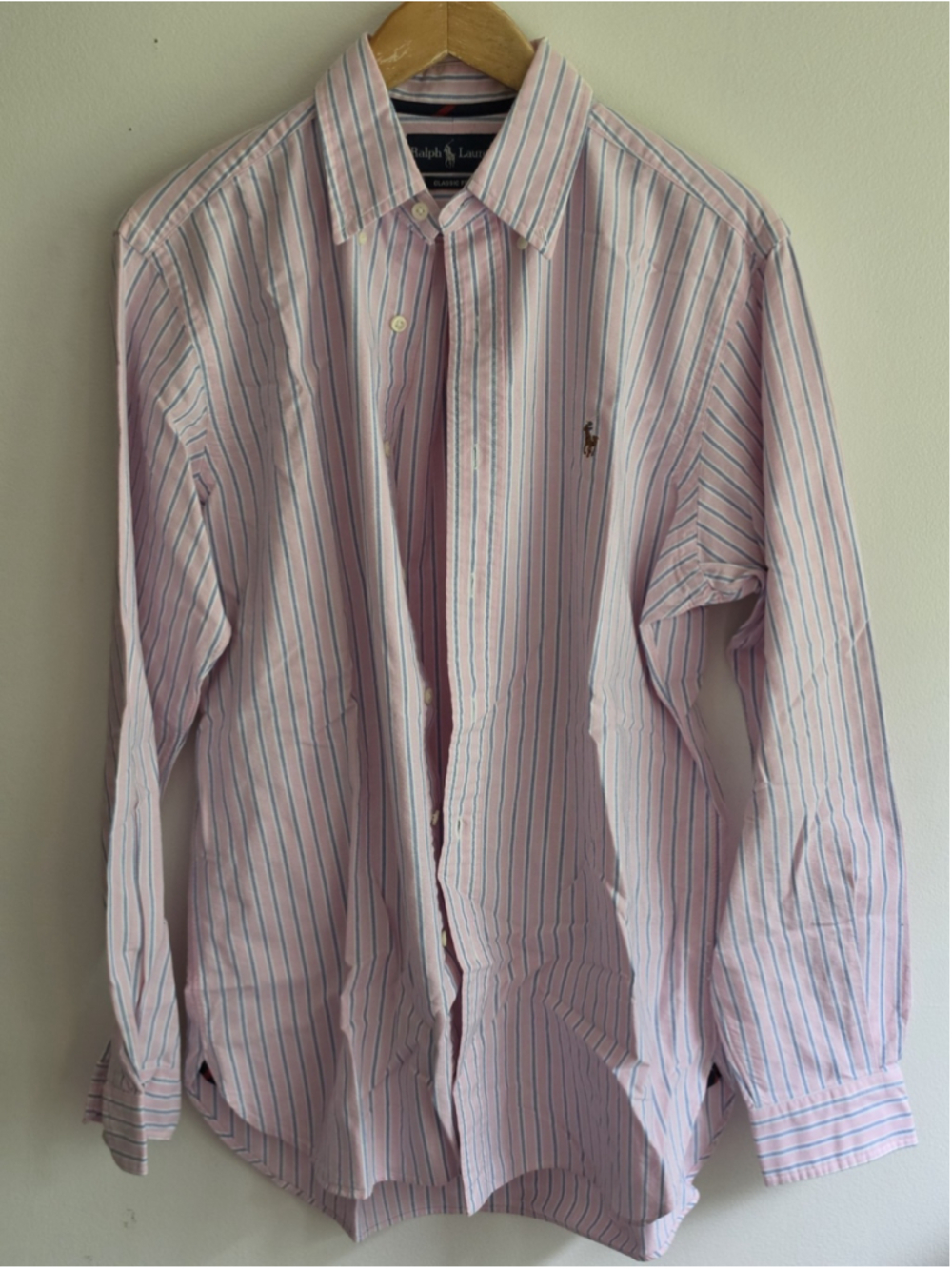 Polo Ralph Lauren M Striped Oxford Button Down Shirt Pink Blue Classic Fit
